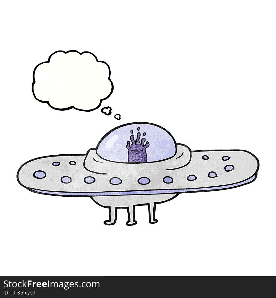 thought bubble textured cartoon flying saucer