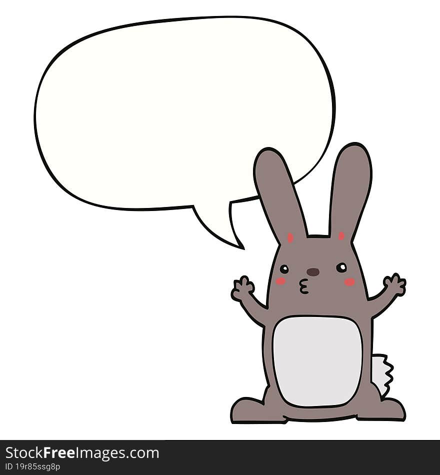 Cartoon Rabbit And Speech Bubble