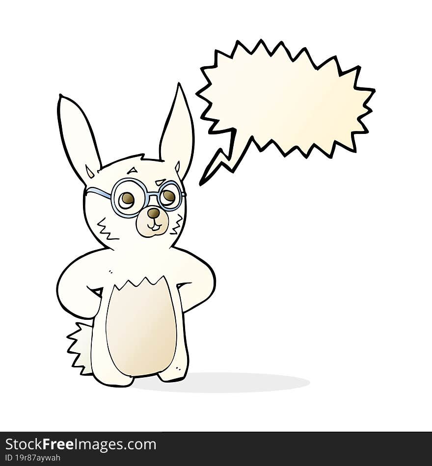 Cartoon Rabbit Wearing Spectacles With Speech Bubble