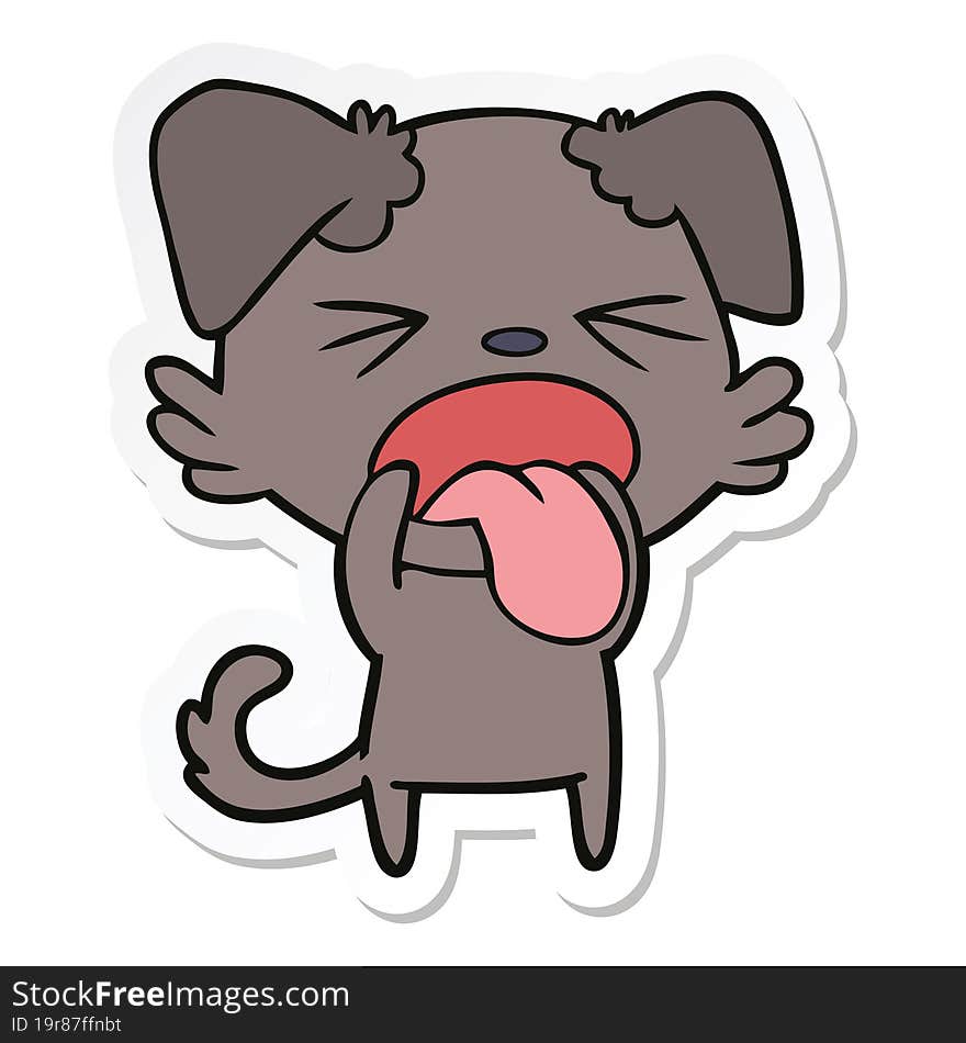 Sticker Of A Cartoon Disgusted Dog