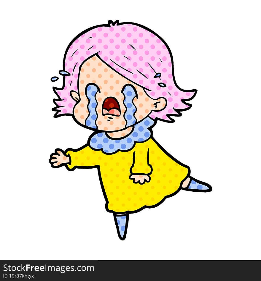 cartoon woman crying. cartoon woman crying