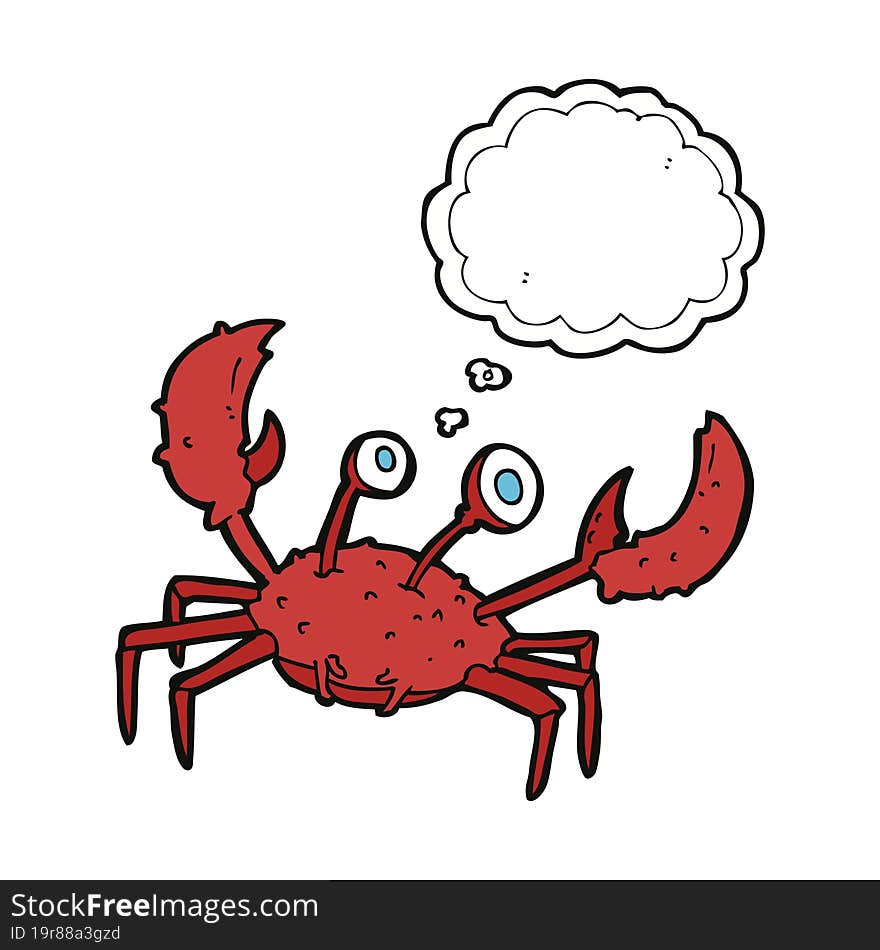 cartoon crab with thought bubble