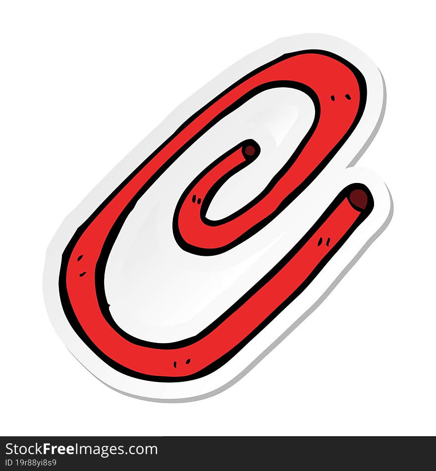 sticker of a cartoon red paperclip