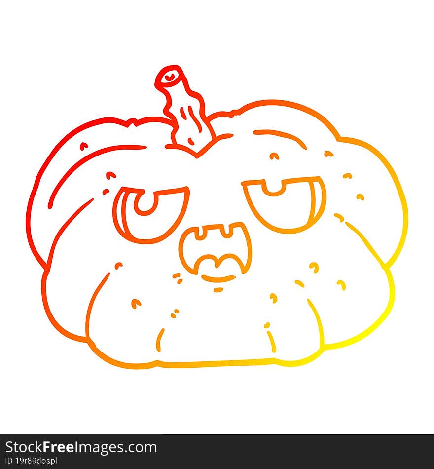 warm gradient line drawing cartoon pumpkin