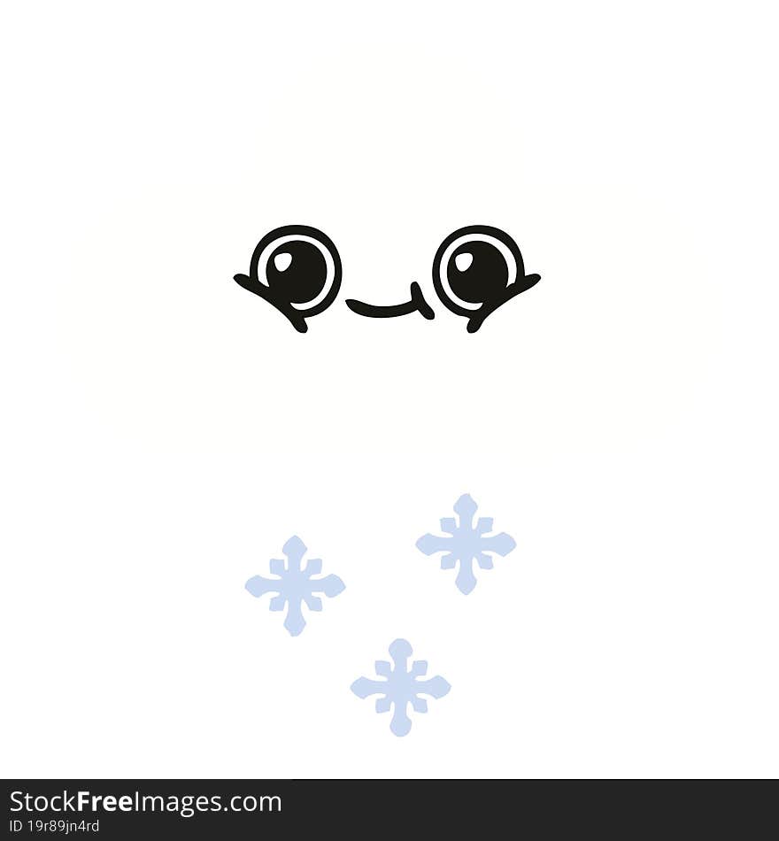 flat color retro cartoon snow cloud