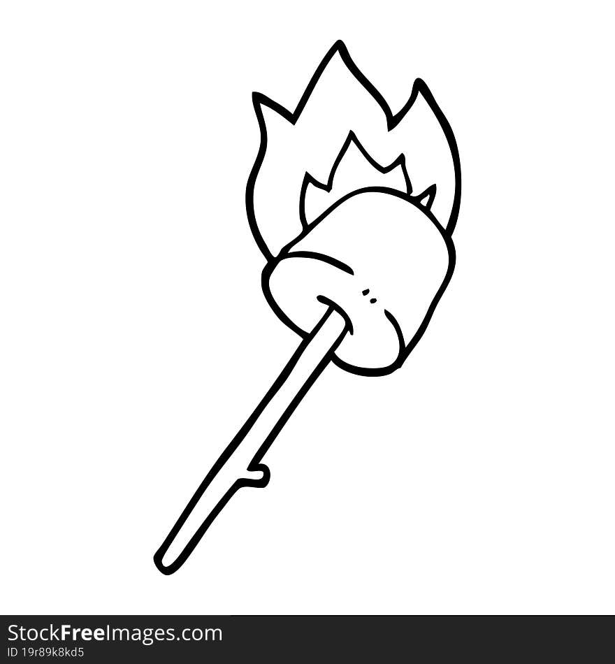 line drawing cartoon marshmallow on stick