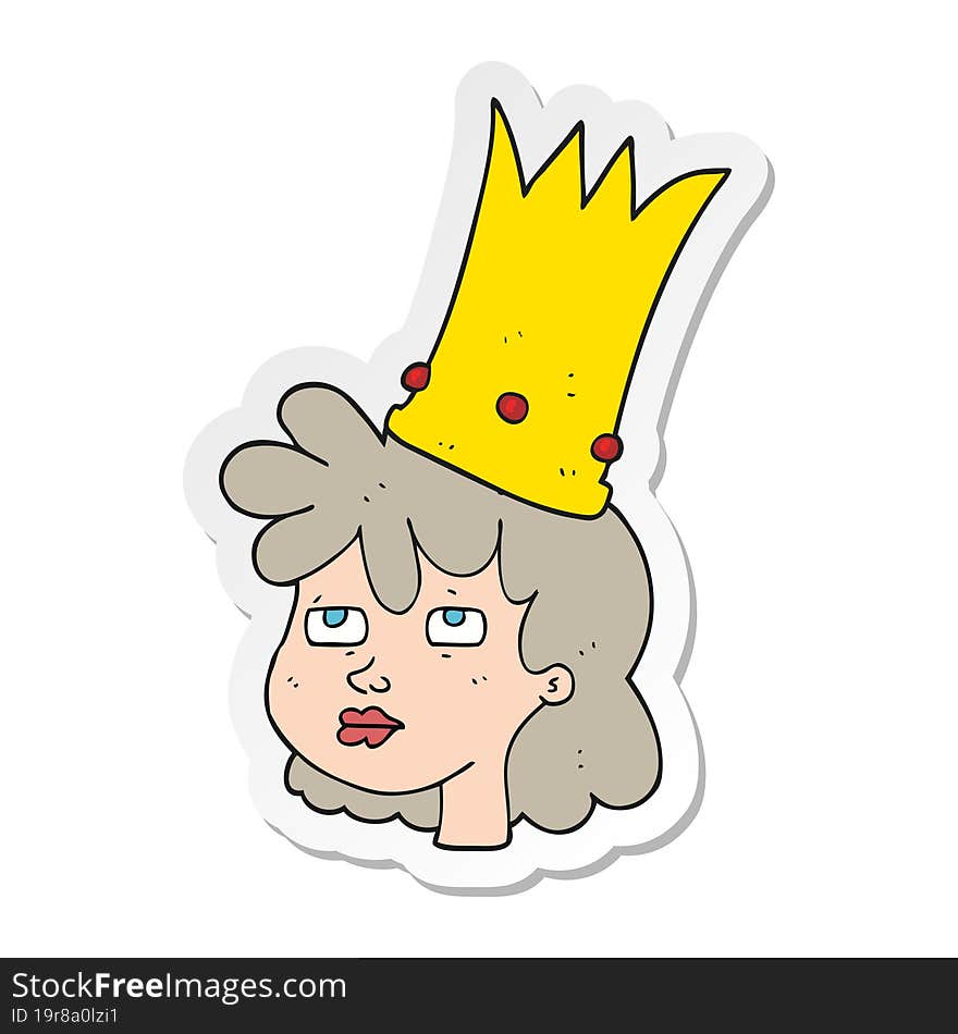 sticker of a cartoon queen