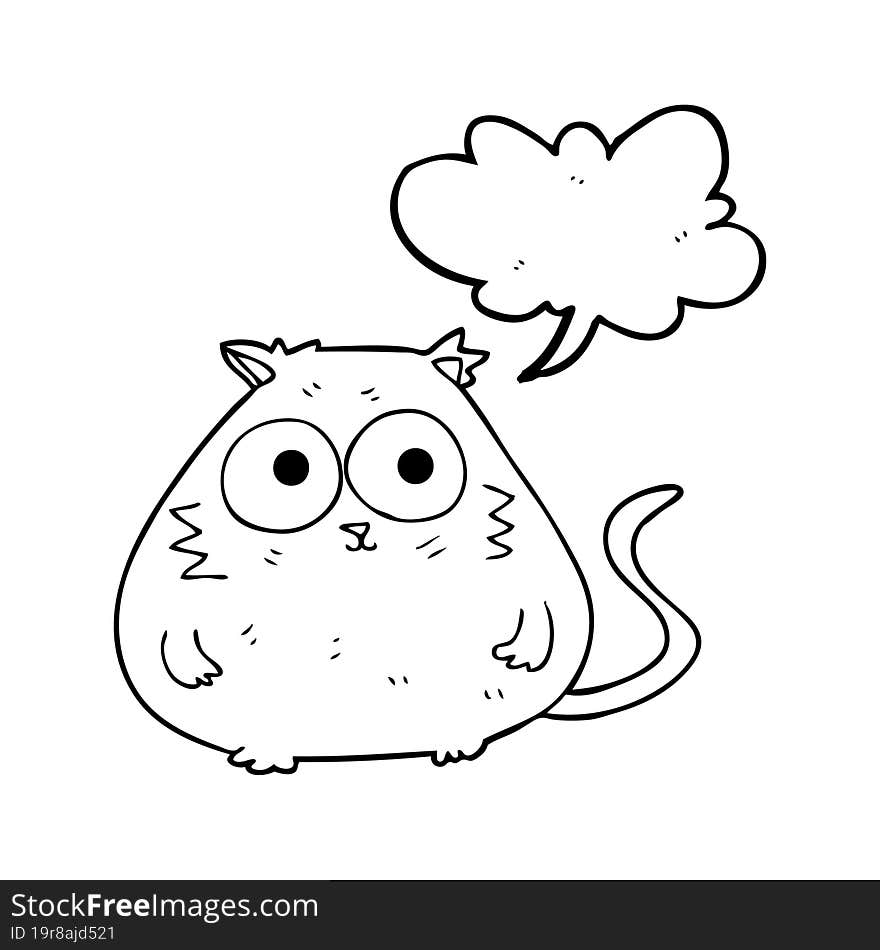 freehand drawn speech bubble cartoon fat cat