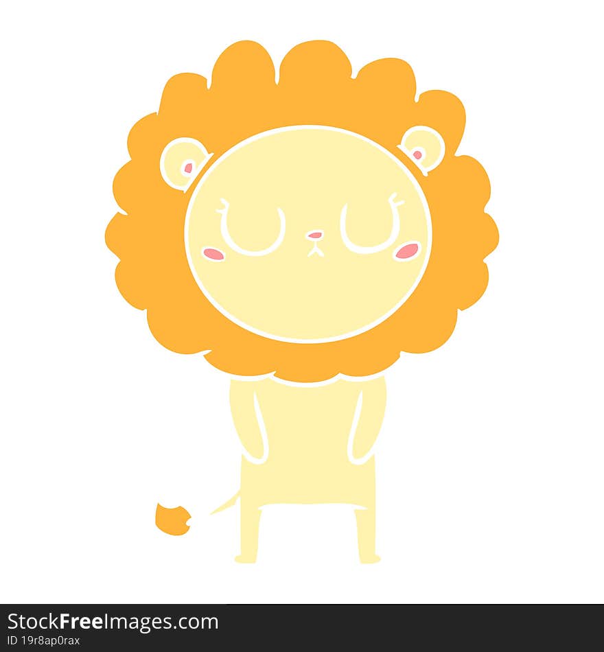 Flat Color Style Cartoon Lion