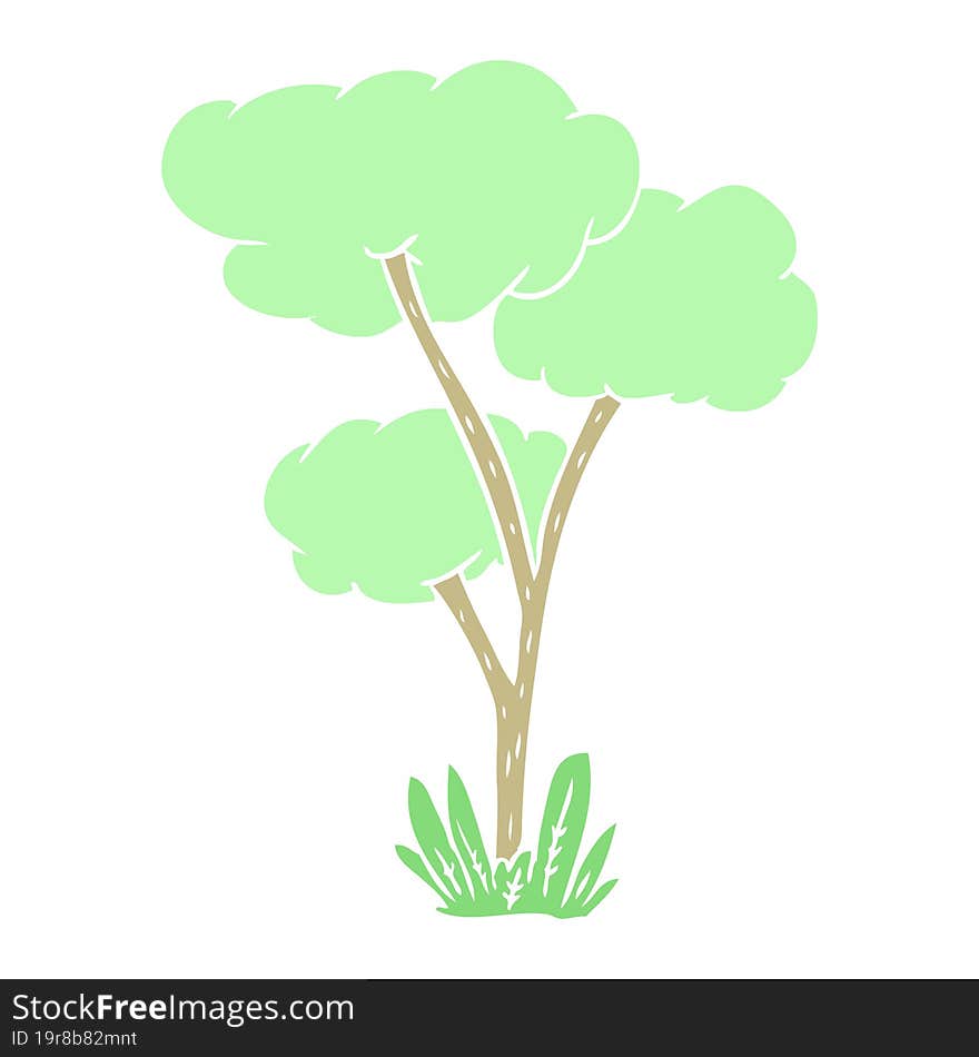 Flat Color Style Cartoon Tree