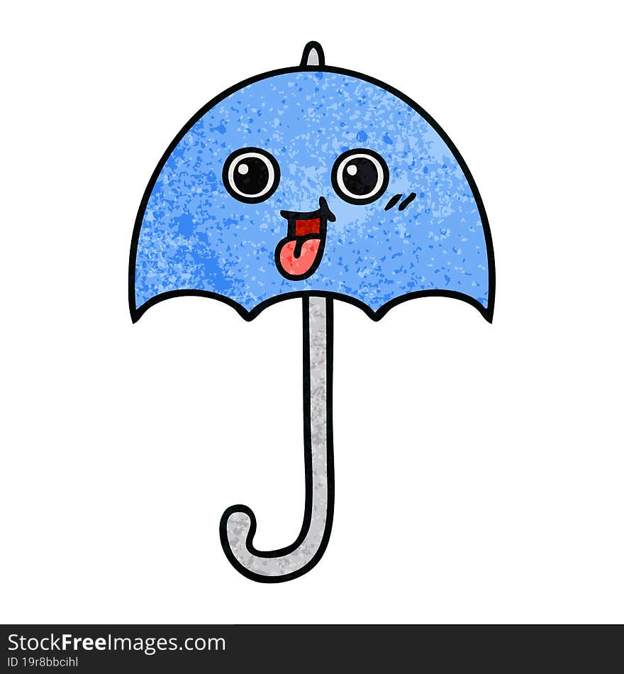 retro grunge texture cartoon umbrella