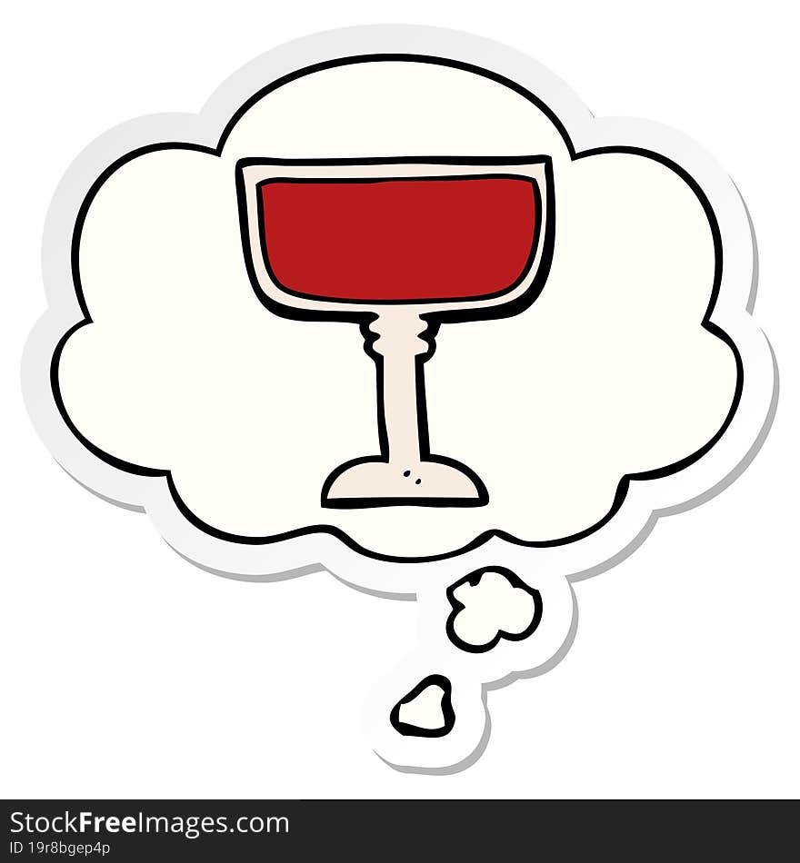 Cartoon Wine Glass And Thought Bubble As A Printed Sticker