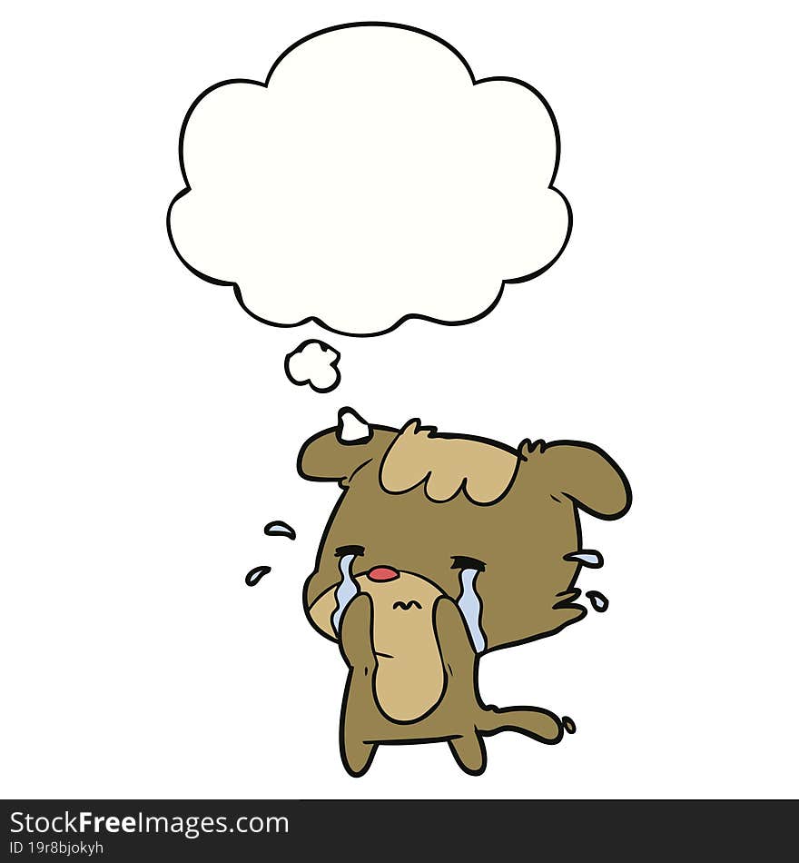 cartoon sad dog with thought bubble. cartoon sad dog with thought bubble