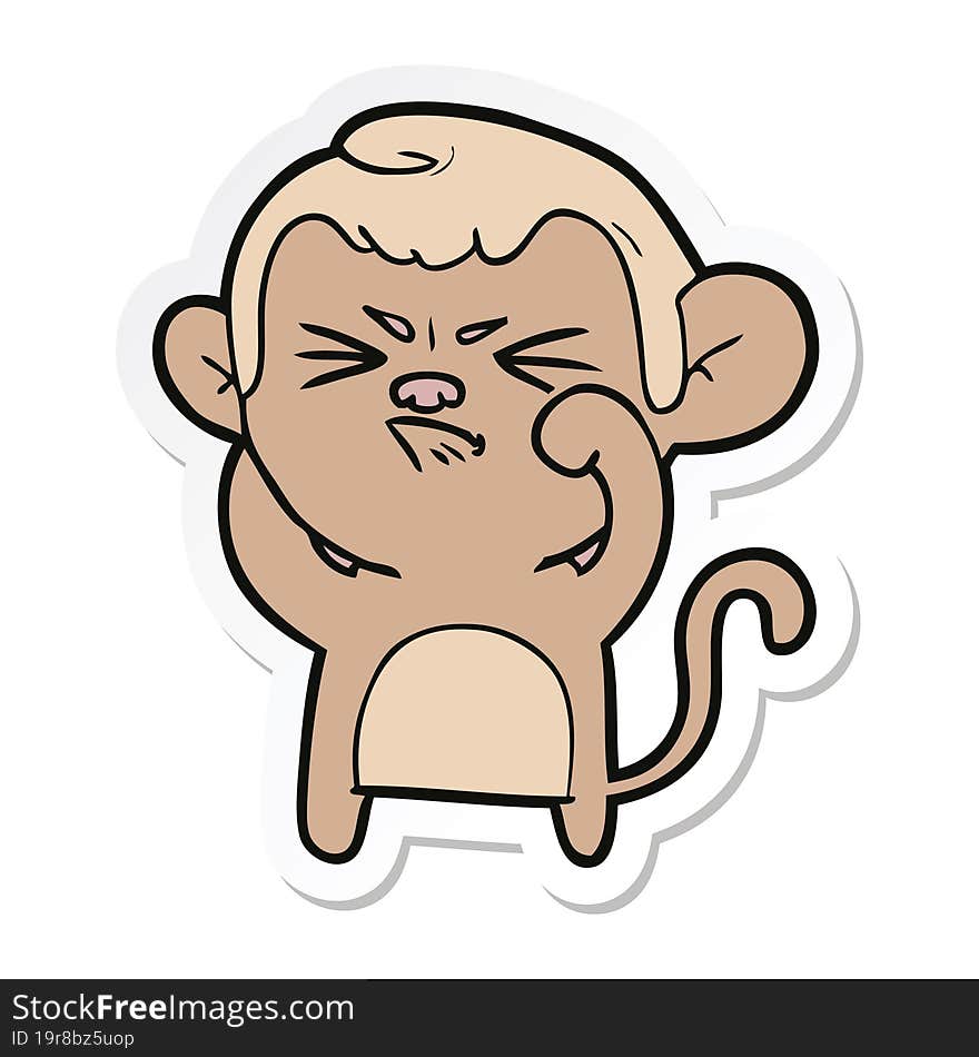 sticker of a cartoon angry monkey