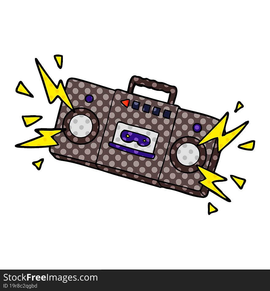 retro cartoon tape cassette player blasting out old rock tunes. retro cartoon tape cassette player blasting out old rock tunes