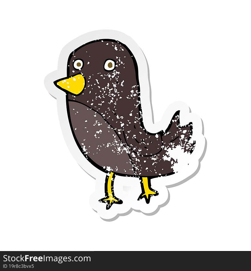 retro distressed sticker of a cartoon bird