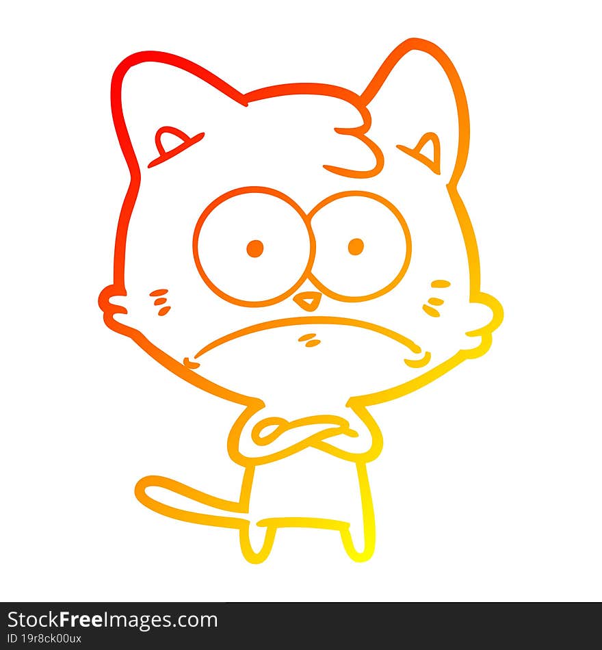 warm gradient line drawing cartoon nervous cat