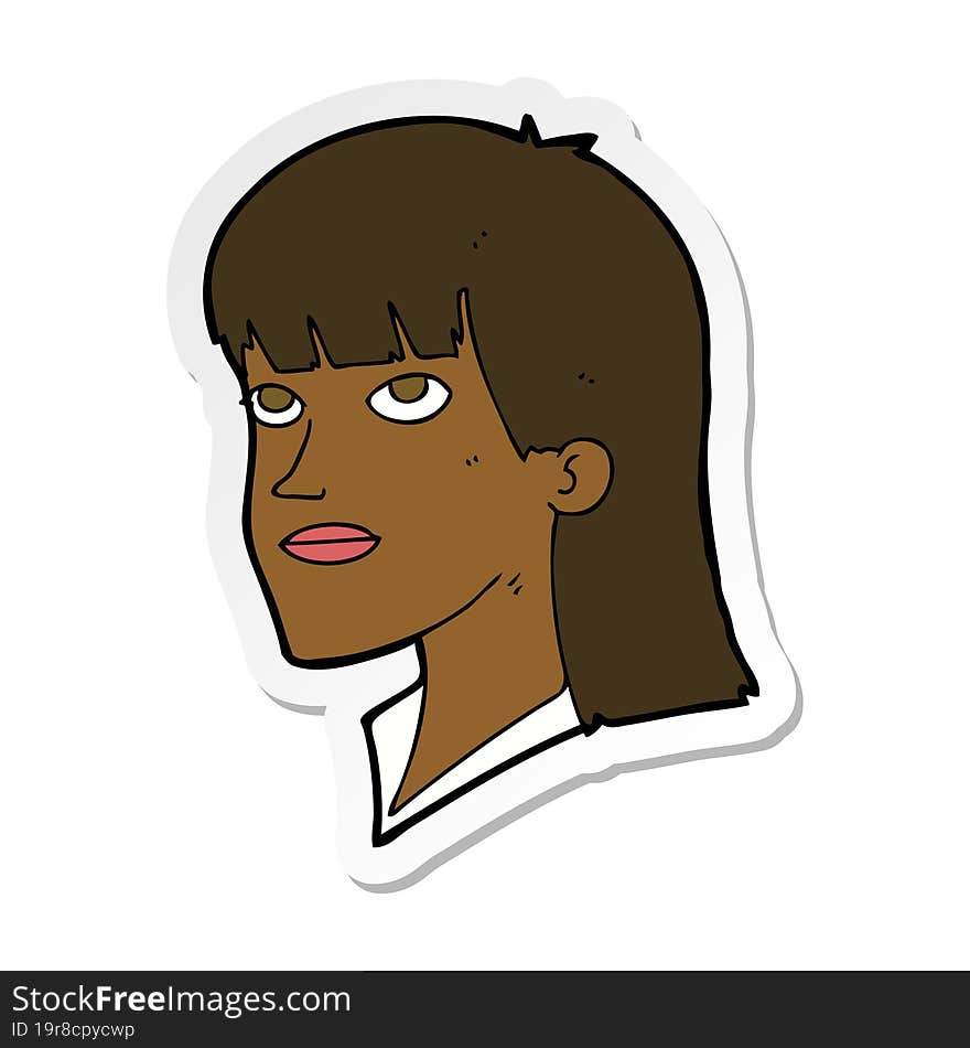 sticker of a cartoon serious woman