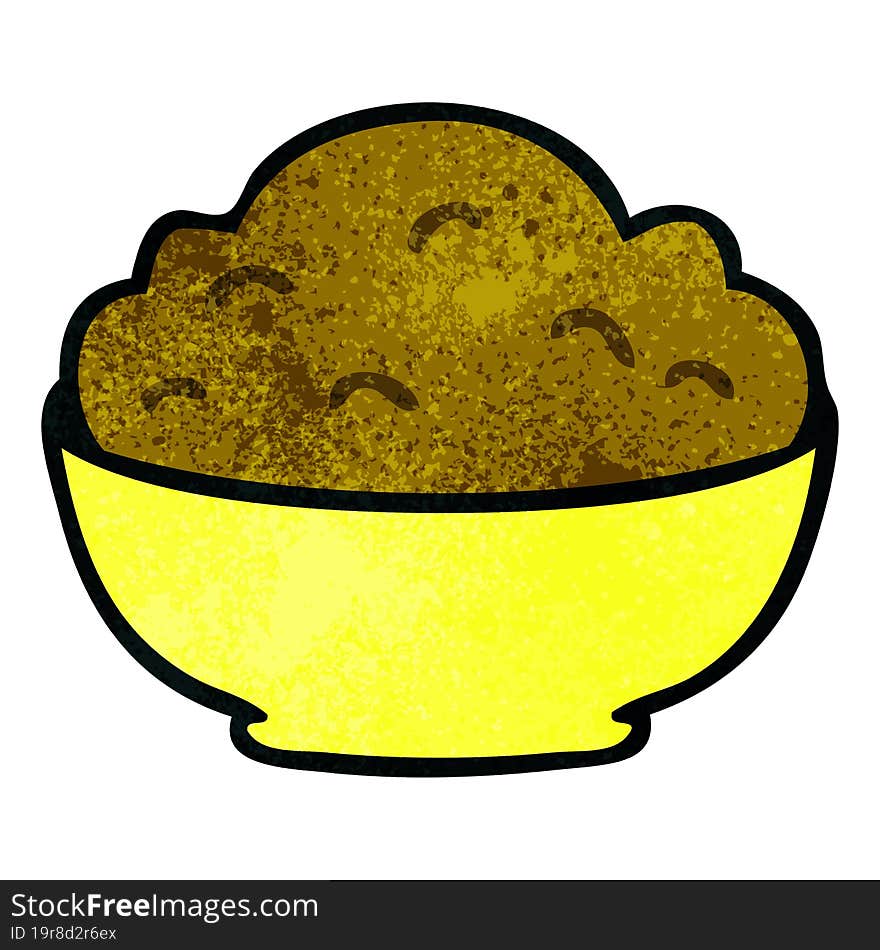 quirky hand drawn cartoon bowl of pudding