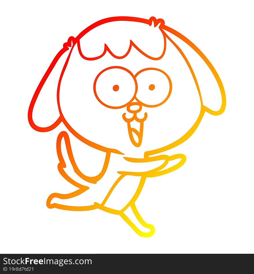 warm gradient line drawing of a cute cartoon dog