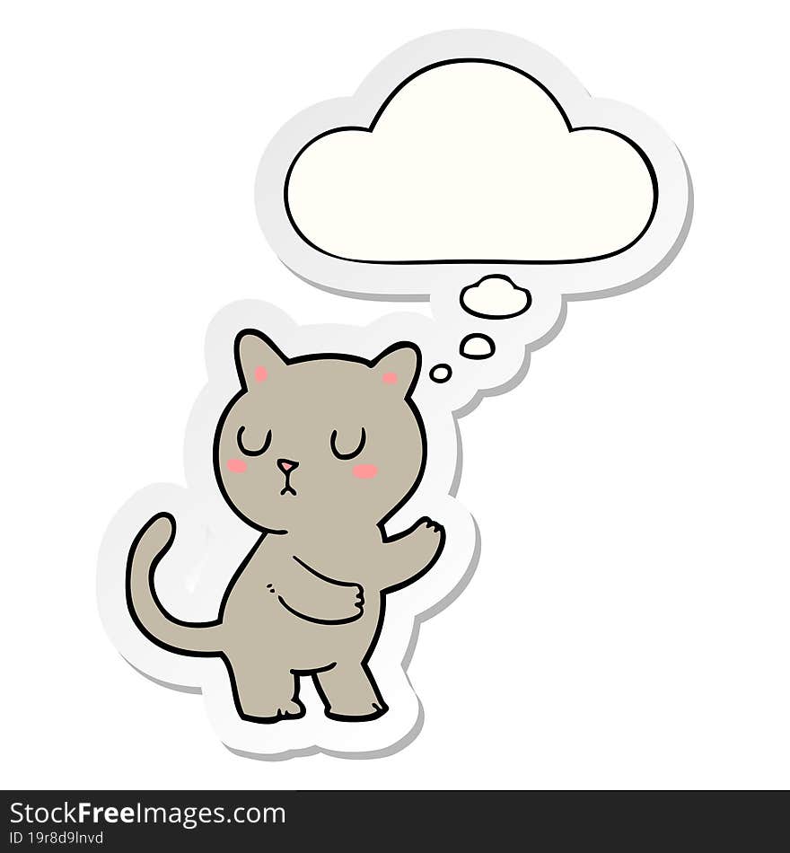 cartoon cat and thought bubble as a printed sticker