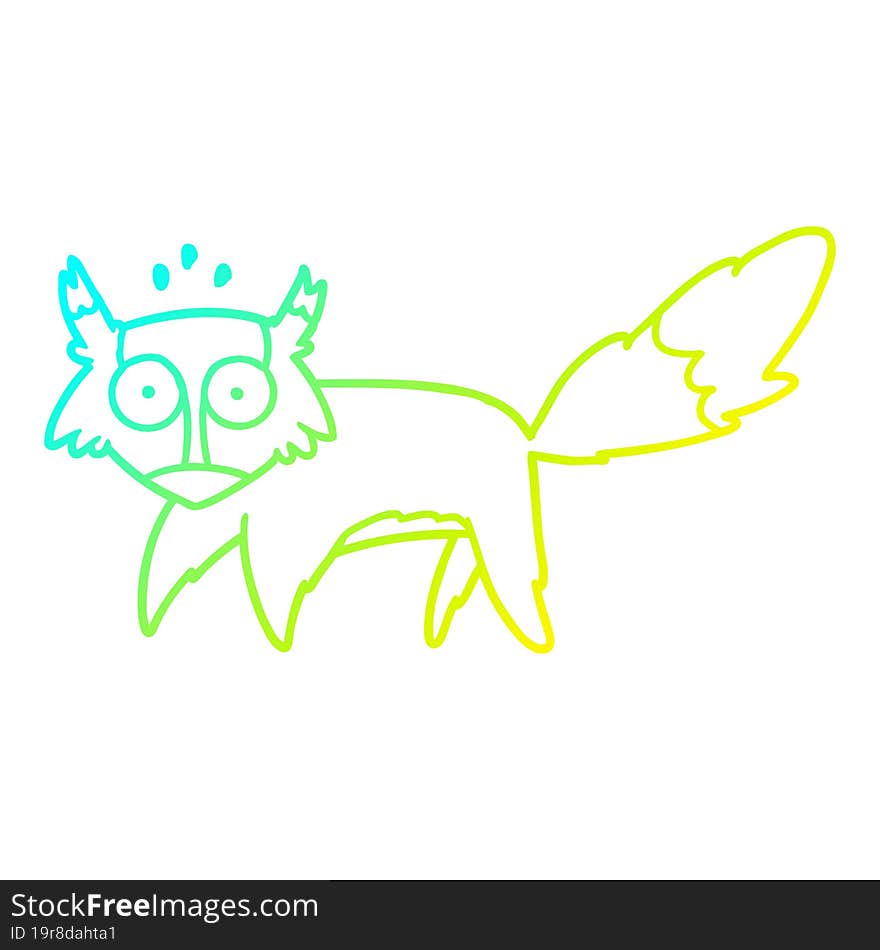 cold gradient line drawing cartoon startled fox