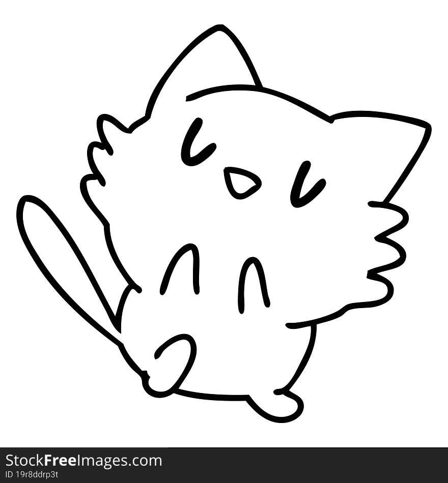 line doodle of a cute little pet cat. line doodle of a cute little pet cat