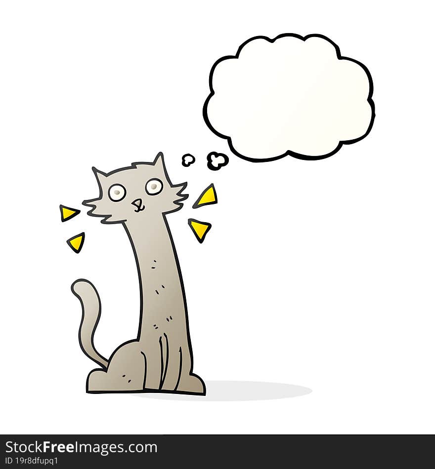 freehand drawn thought bubble cartoon cat