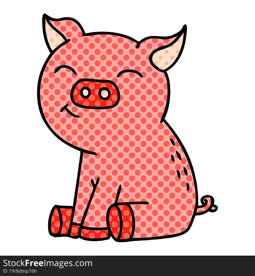 Quirky Comic Book Style Cartoon Pig