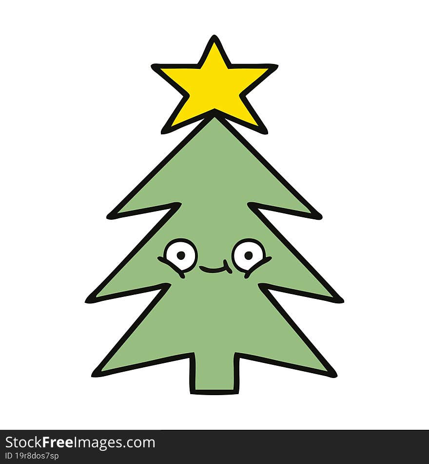 cute cartoon of a christmas tree. cute cartoon of a christmas tree