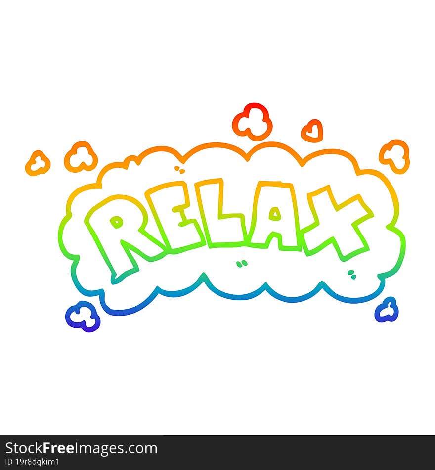 Rainbow Gradient Line Drawing Cartoon Relax Symbol