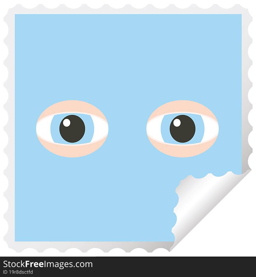 staring eyes graphic vector illustration square sticker stamp