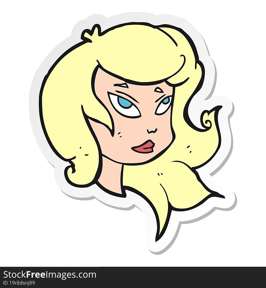 Sticker Of A Cartoon Female Face