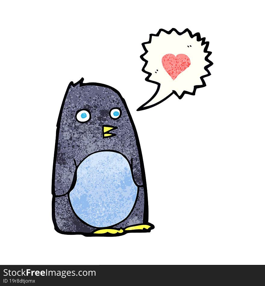 cartoon penguin with love heart