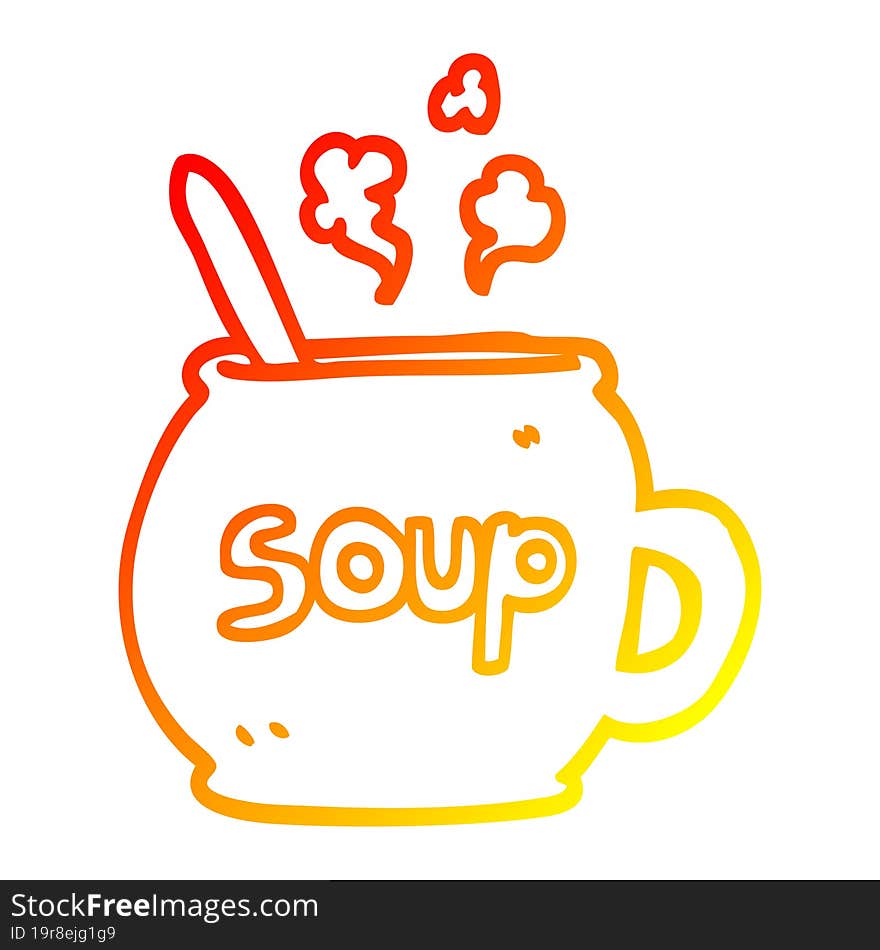 warm gradient line drawing cartoon cup of soup