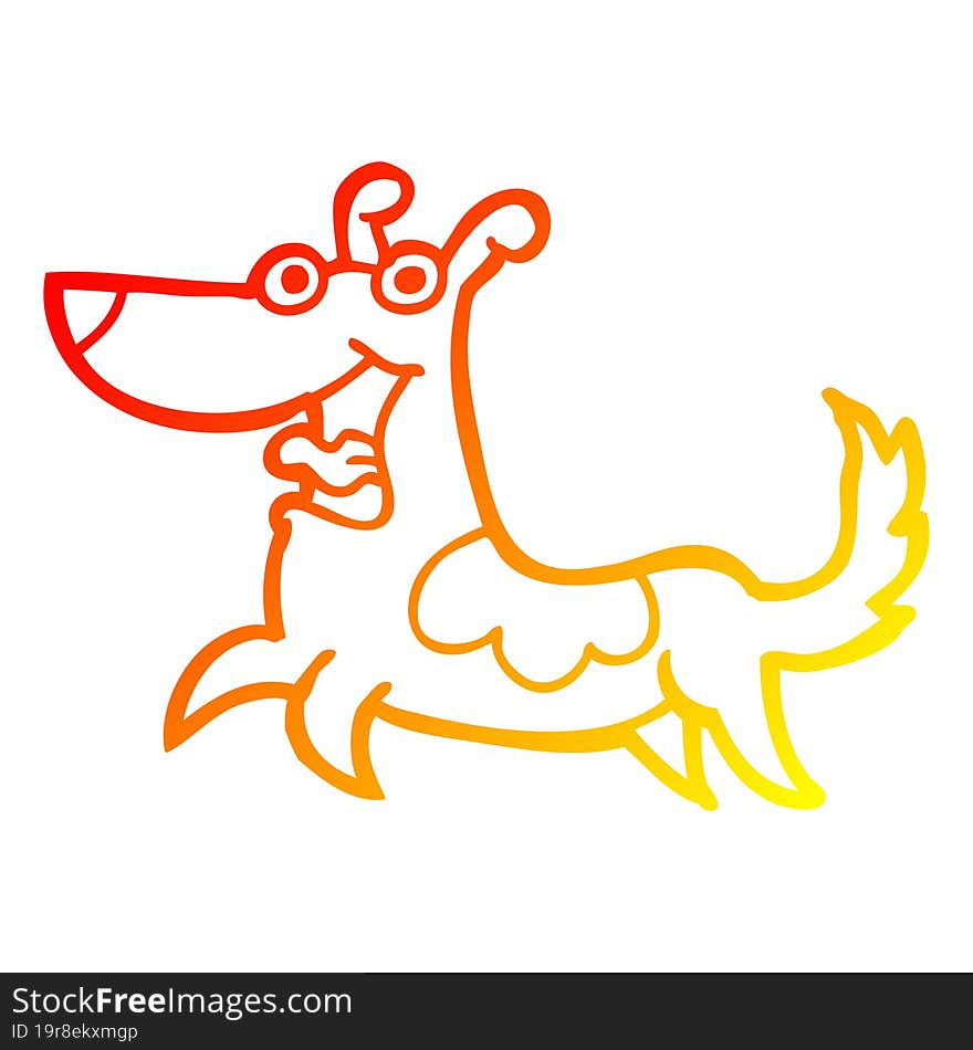 warm gradient line drawing happy dog cartoon