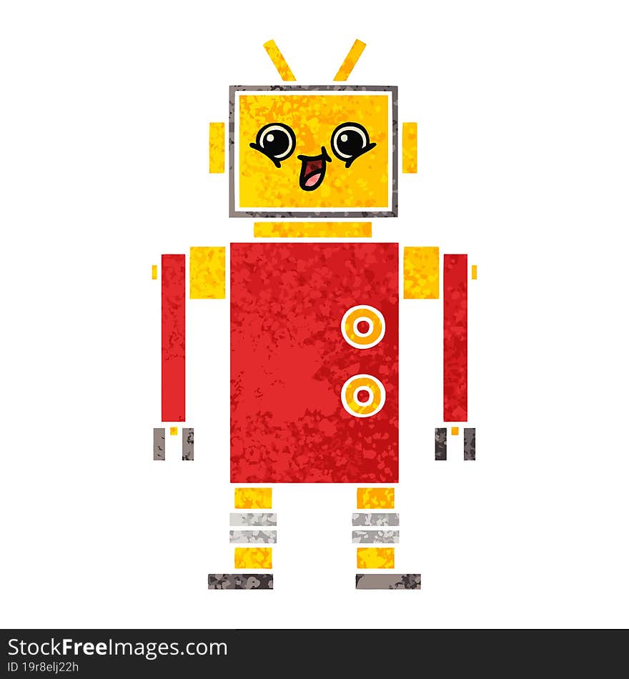 Retro Illustration Style Cartoon Robot