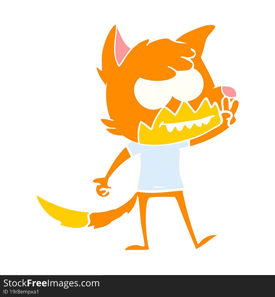 flat color style cartoon grinning fox