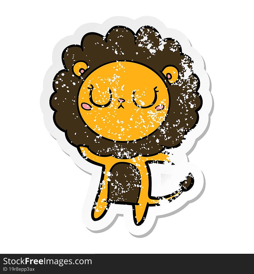 distressed sticker of a cartoon lion