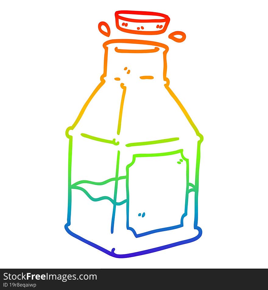 rainbow gradient line drawing cartoon drink in decanter