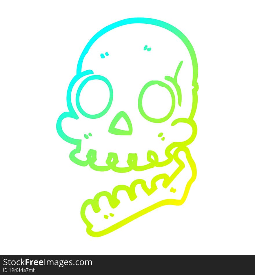 cold gradient line drawing cartoon skull