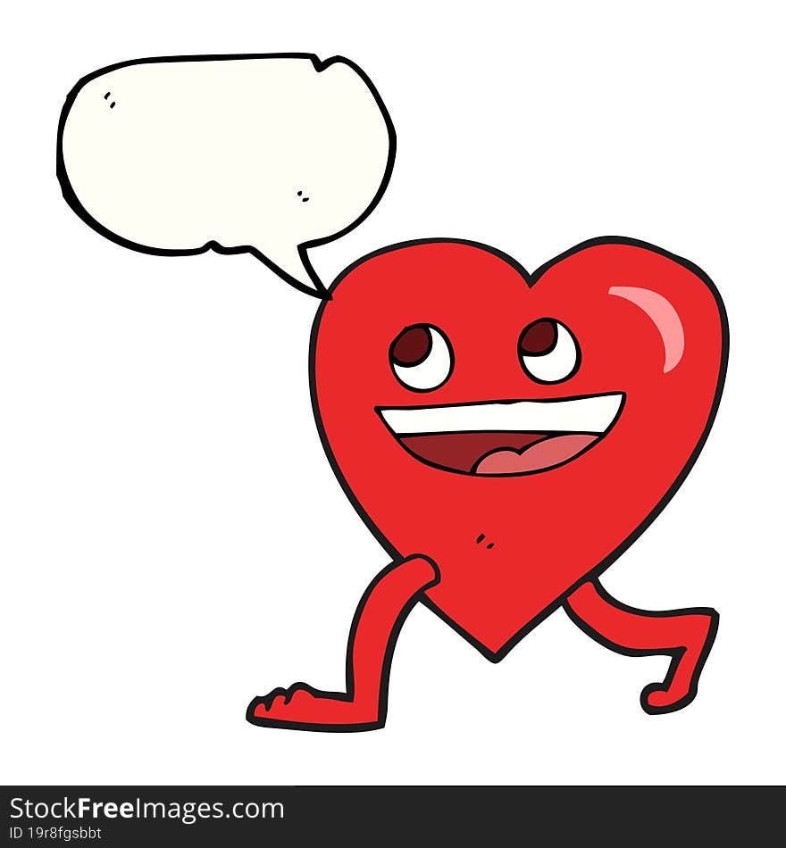 freehand drawn speech bubble cartoon walking heart