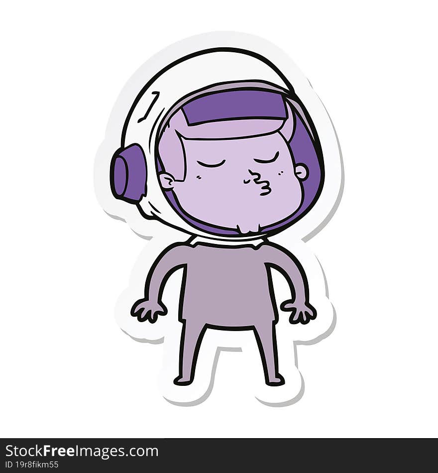 sticker of a cartoon confident astronaut