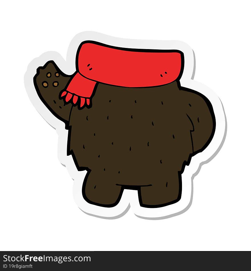 Sticker Of A Cartoon Black Bear Body