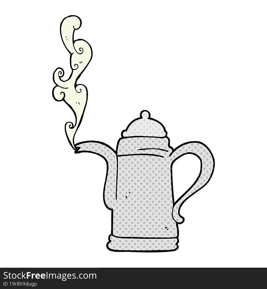 freehand drawn cartoon steaming coffee kettle