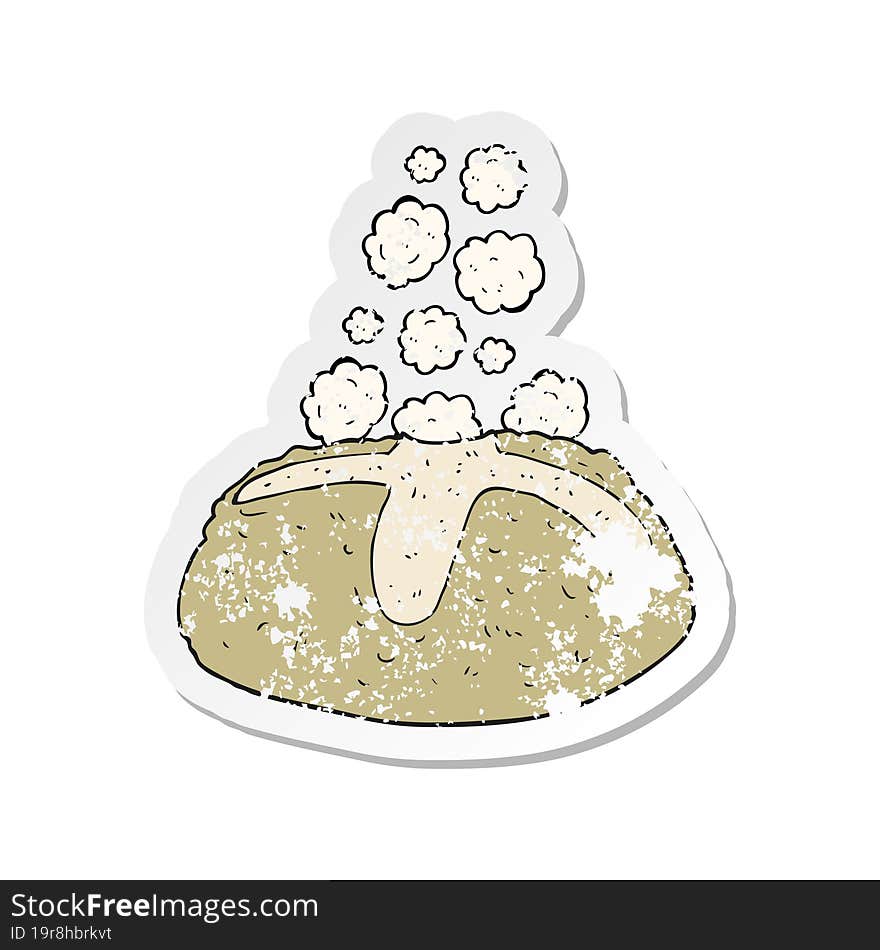 retro distressed sticker of a cartoon loaf of bread