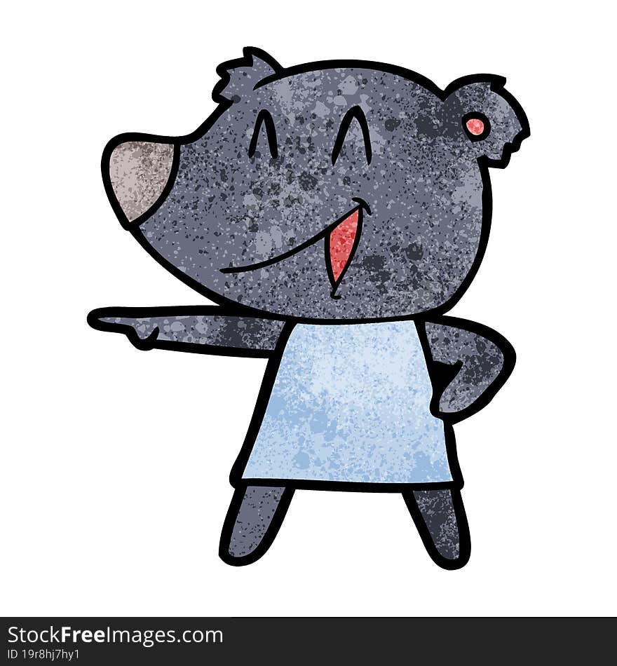 cartoon bear in dress laughing and pointing. cartoon bear in dress laughing and pointing