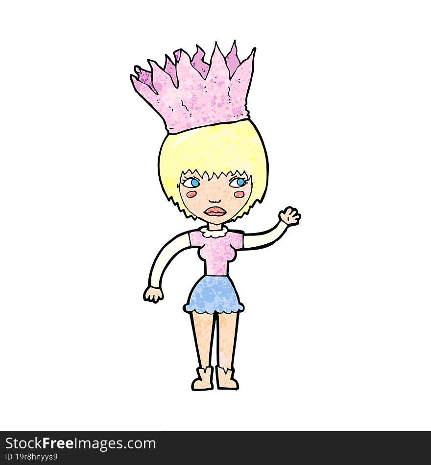 Cartoon Woman Wearing Paper Crown