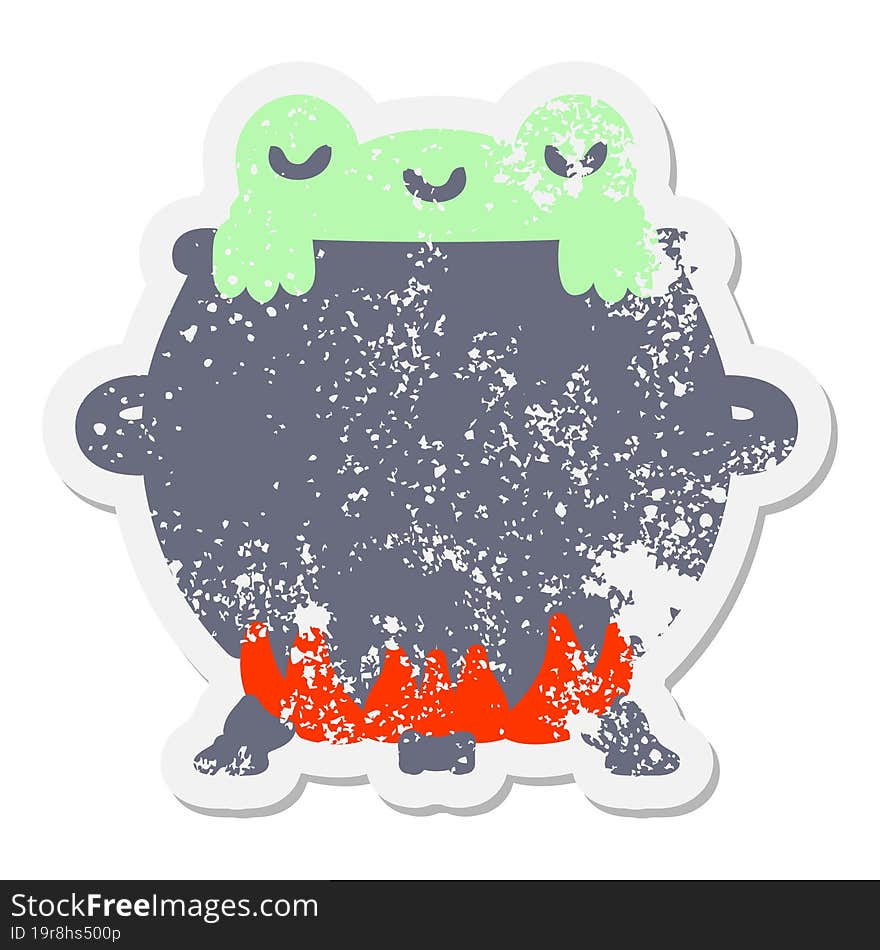 frog in a cauldron grunge sticker