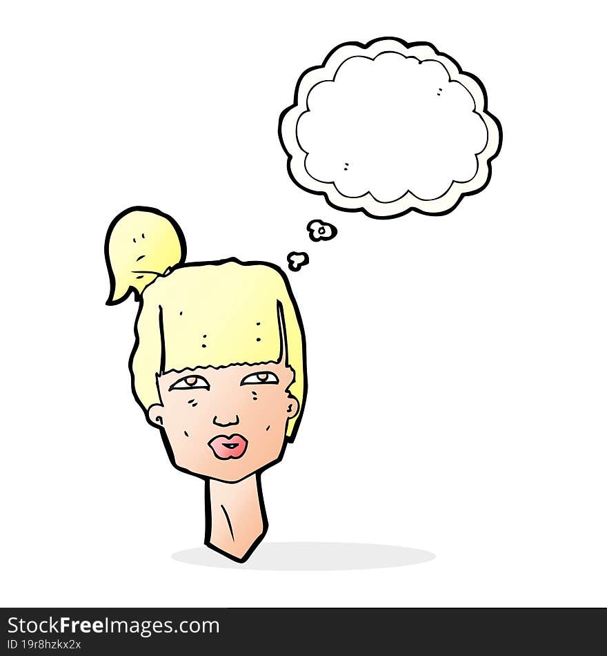 Cartoon Female Head With Thought Bubble